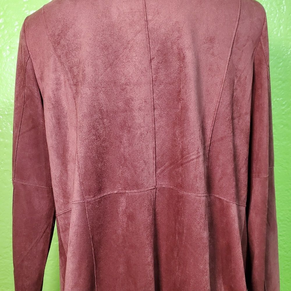 Dressbarn Suede Open Front Draped Jacket Size L - Picture 4 of 8
